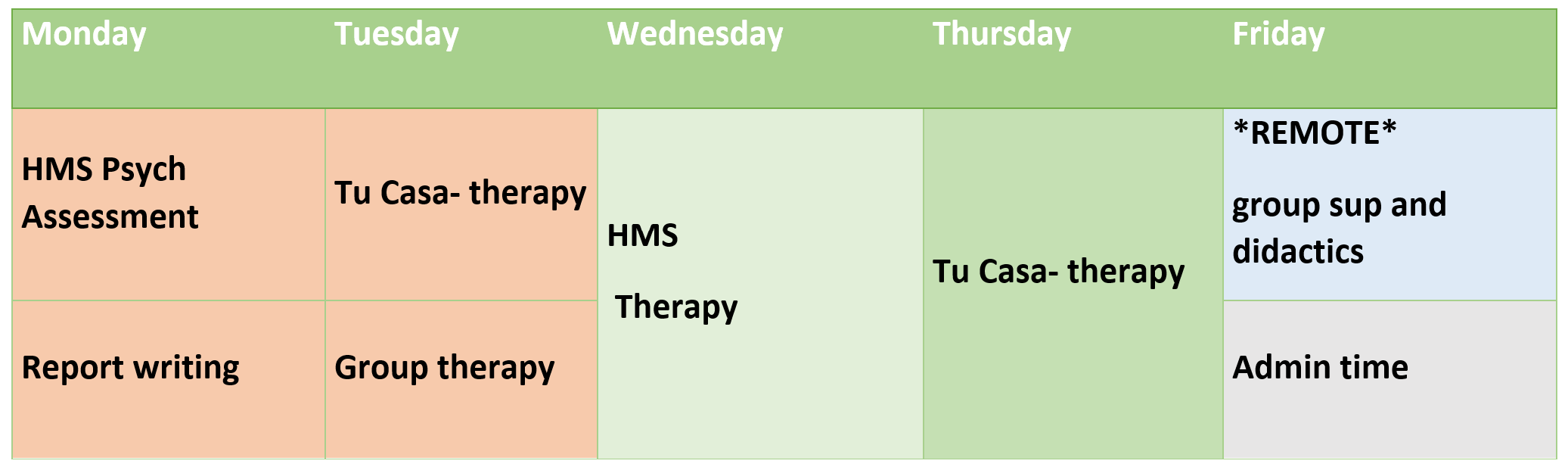 IHS Sample Schedule