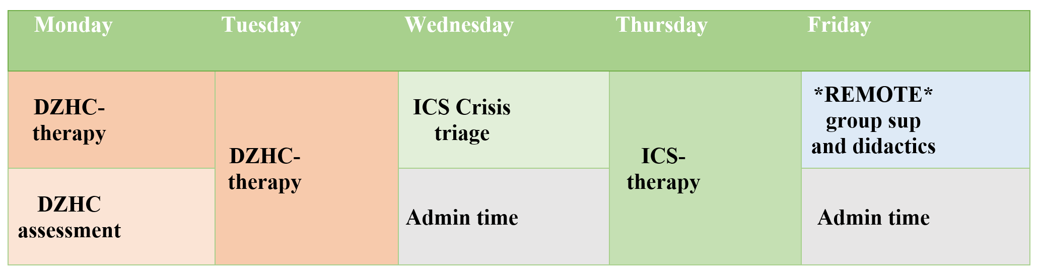 IHS Sample Schedule